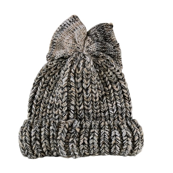 Federica Moretti Knit Hat with Bow NWT in Marled Wool Knit with Metallic Threads